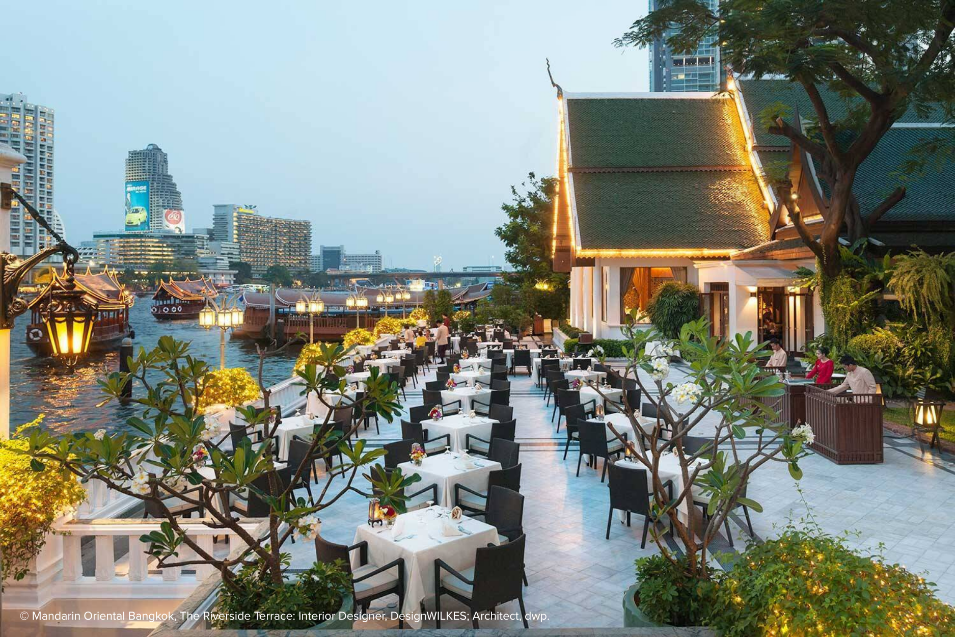 The riverside terrace